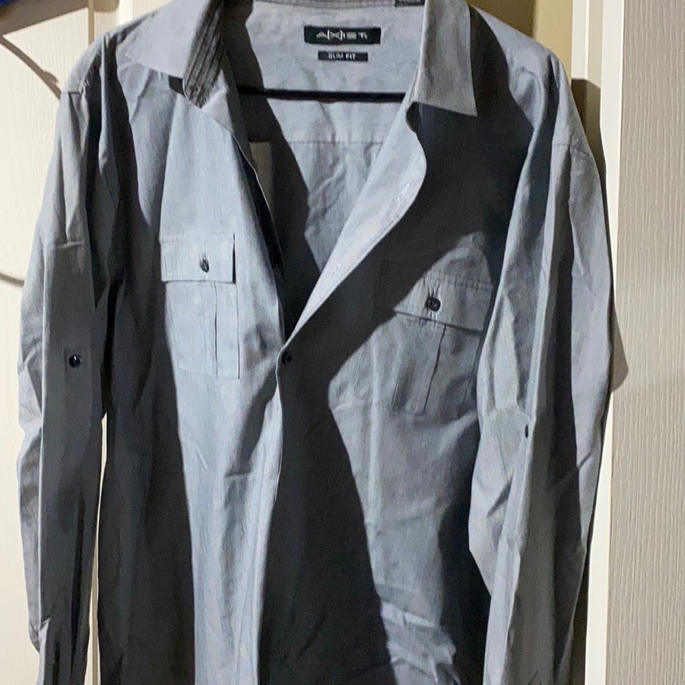 Grey AXist Dress Shirt Button Up